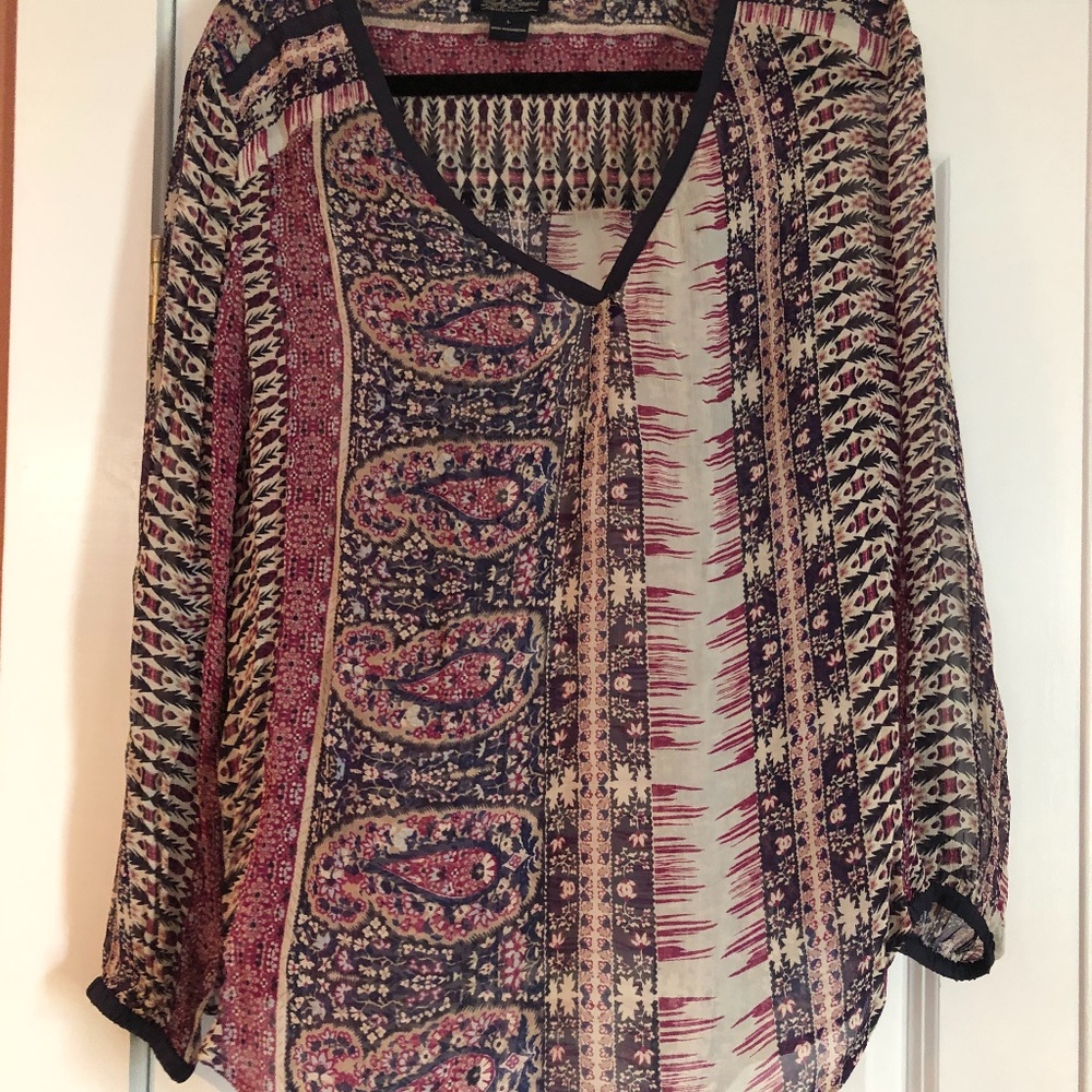 Lucky Brand sheer v-neck top